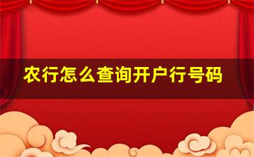 农行怎么查询开户行号码