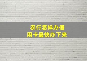 农行怎样办信用卡最快办下来