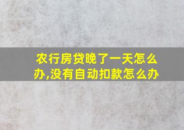 农行房贷晚了一天怎么办,没有自动扣款怎么办