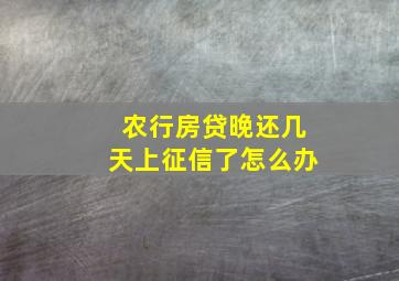 农行房贷晚还几天上征信了怎么办