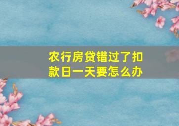 农行房贷错过了扣款日一天要怎么办