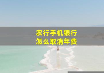 农行手机银行怎么取消年费