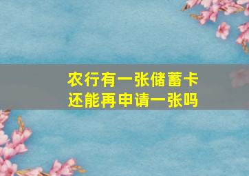 农行有一张储蓄卡还能再申请一张吗