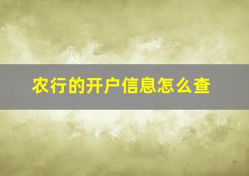 农行的开户信息怎么查