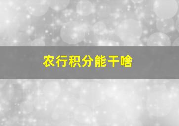 农行积分能干啥