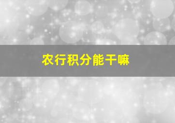 农行积分能干嘛