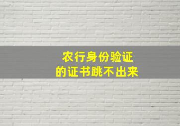 农行身份验证的证书跳不出来