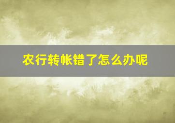 农行转帐错了怎么办呢