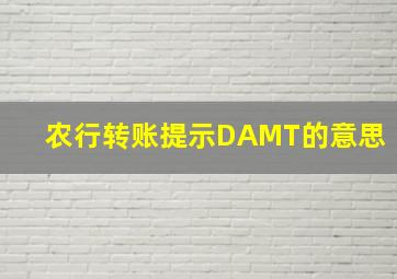 农行转账提示DAMT的意思