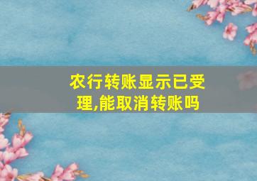 农行转账显示已受理,能取消转账吗