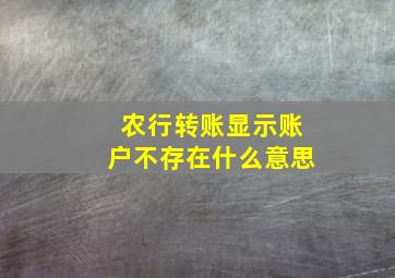 农行转账显示账户不存在什么意思