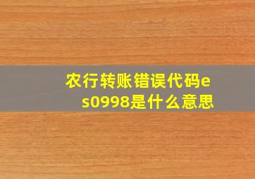 农行转账错误代码es0998是什么意思