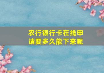 农行银行卡在线申请要多久能下来呢