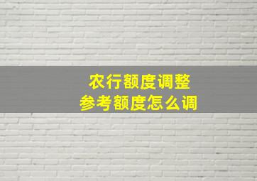 农行额度调整参考额度怎么调