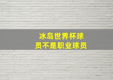 冰岛世界杯球员不是职业球员