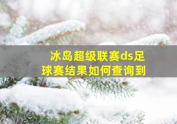 冰岛超级联赛ds足球赛结果如何查询到