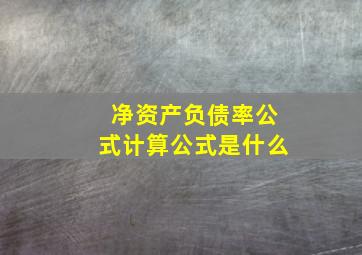 净资产负债率公式计算公式是什么