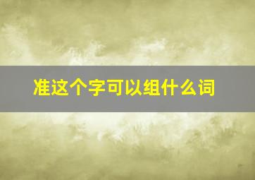 准这个字可以组什么词