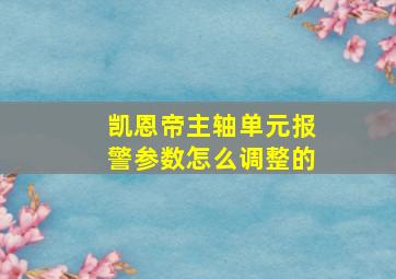 凯恩帝主轴单元报警参数怎么调整的