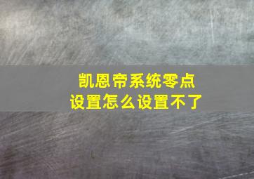 凯恩帝系统零点设置怎么设置不了