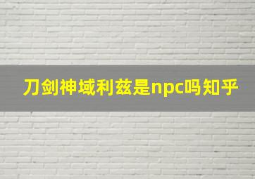 刀剑神域利兹是npc吗知乎