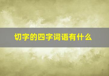 切字的四字词语有什么