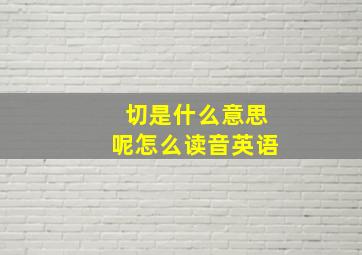 切是什么意思呢怎么读音英语