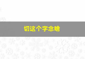 切这个字念啥