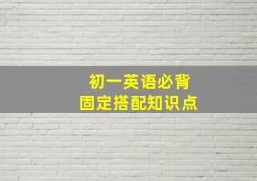 初一英语必背固定搭配知识点