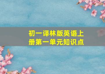 初一译林版英语上册第一单元知识点