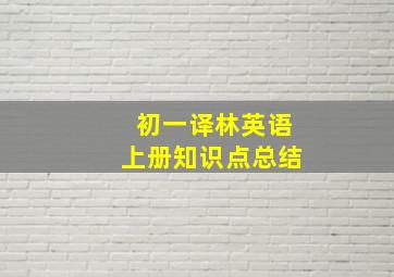 初一译林英语上册知识点总结