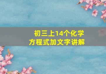 初三上14个化学方程式加文字讲解