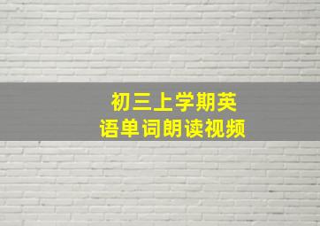 初三上学期英语单词朗读视频