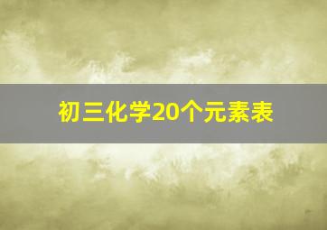 初三化学20个元素表