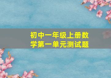 初中一年级上册数学第一单元测试题