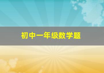 初中一年级数学题