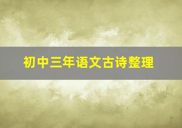 初中三年语文古诗整理