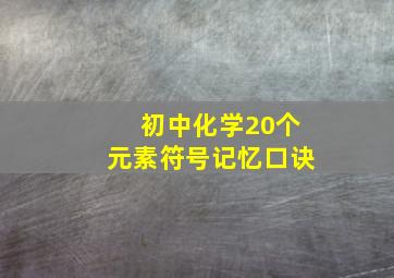 初中化学20个元素符号记忆口诀