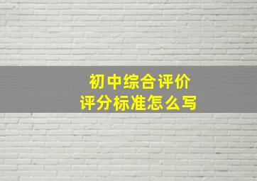 初中综合评价评分标准怎么写