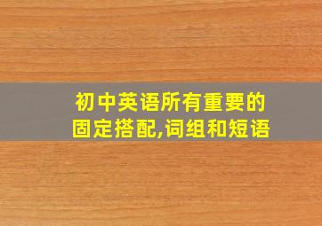 初中英语所有重要的固定搭配,词组和短语