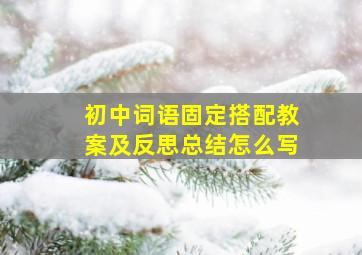 初中词语固定搭配教案及反思总结怎么写