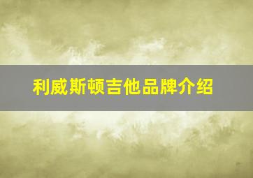 利威斯顿吉他品牌介绍