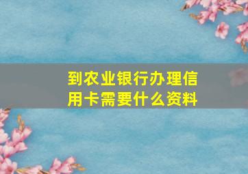 到农业银行办理信用卡需要什么资料