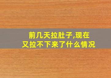 前几天拉肚子,现在又拉不下来了什么情况