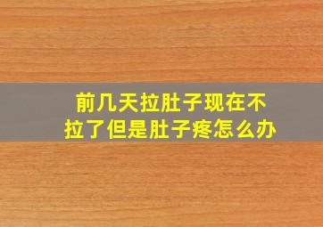 前几天拉肚子现在不拉了但是肚子疼怎么办