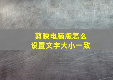 剪映电脑版怎么设置文字大小一致