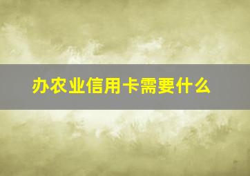 办农业信用卡需要什么