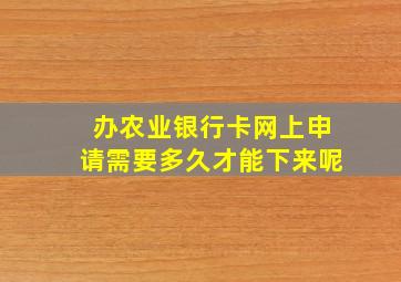 办农业银行卡网上申请需要多久才能下来呢