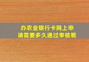 办农业银行卡网上申请需要多久通过审核呢