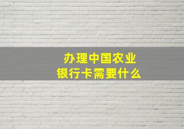 办理中国农业银行卡需要什么